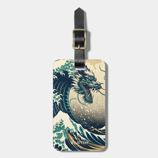 Fantasy Cute Mythical Japanese Dragon Luggage Tag (Front Vertical)