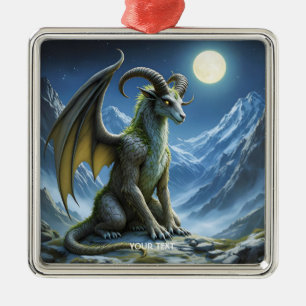 Fantasy Cute Mythical Ram Dragon Metal Ornament