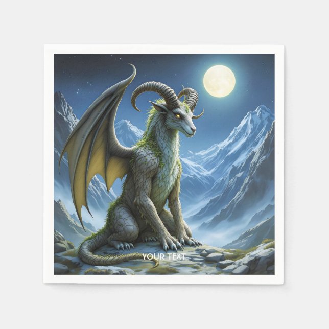 Fantasy Cute Mythical Ram Dragon Napkin (Front)