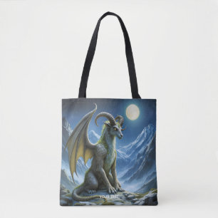 Fantasy Cute Mythical Ram Dragon Tote Bag
