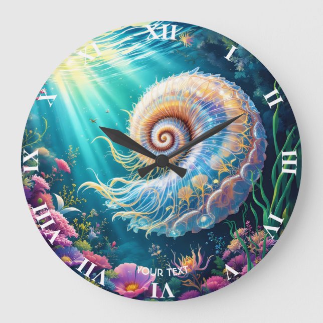 Fantasy Cute Nature Underwater World Large Clock (Front)