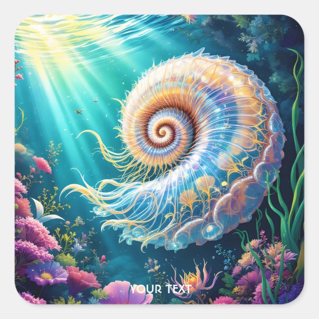 Fantasy Cute Nature Underwater World Square Sticker (Front)