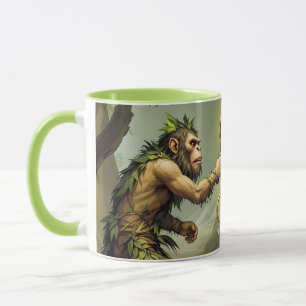 Fantasy Cute Neandertals Playing Tennis Mug