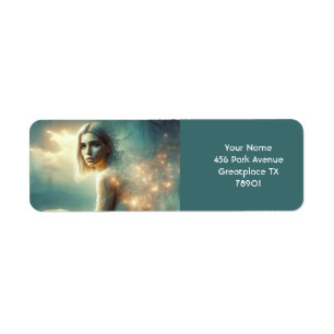 Fantasy Cute Night Girl Sadness Return Address Label