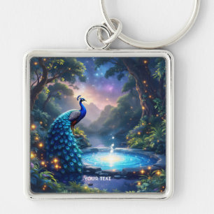 Fantasy Cute  Night Puddle Peacock Key Ring