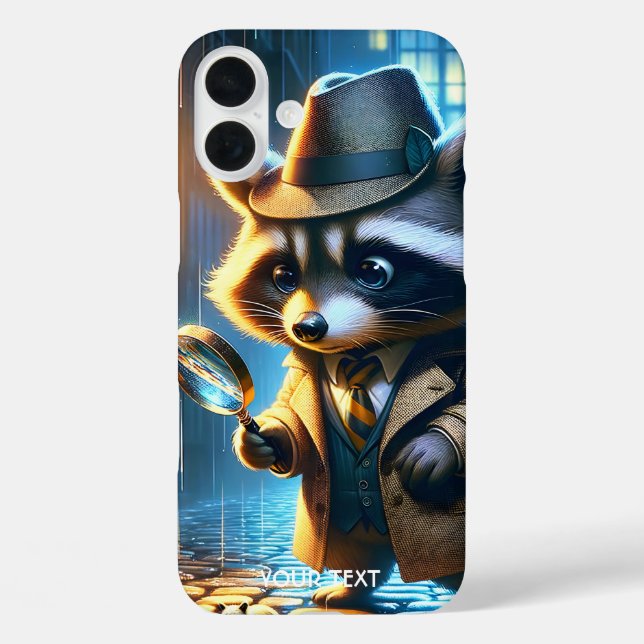 Fantasy Cute Night Racoon Detective Case-Mate iPhone Case (Back)