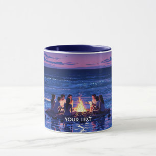 Fantasy Cute Night Sea Bonfire Mug