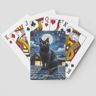 Fantasy Cute Night Stars Cat Playing Cards