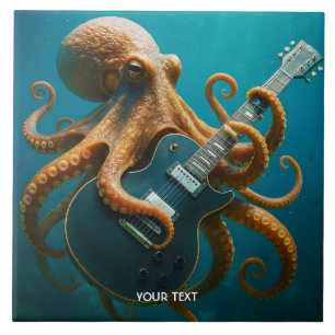 Fantasy Cute Octopus Playing Guitar Ceramic Tile