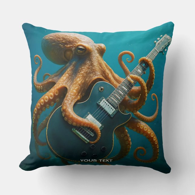 Fantasy Cute Octopus Playing Guitar Cushion (Front)