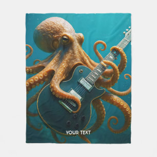 Fantasy Cute Octopus Playing Guitar Fleece Blanket