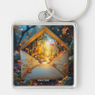 Fantasy Cute Old Autumn Envelope Key Ring