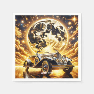 Fantasy Cute Old Car Moon Napkin