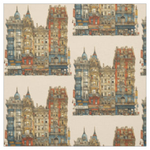Fantasy Cute Old City Cartoon Fabric