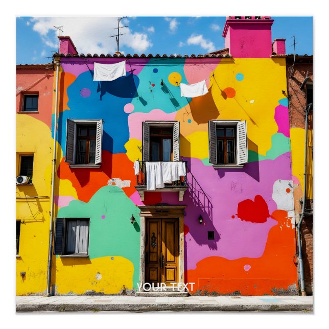 Fantasy Cute Old Colourful Building Poster (Front)
