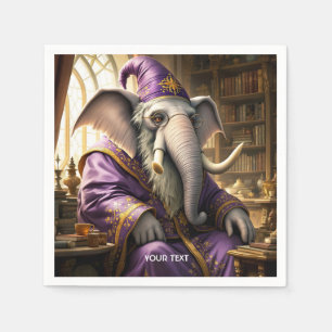 Fantasy Cute Old Elephant Wizard Napkin