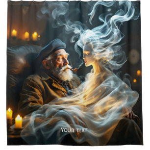 Fantasy Cute Old Man Smoke Shower Curtain