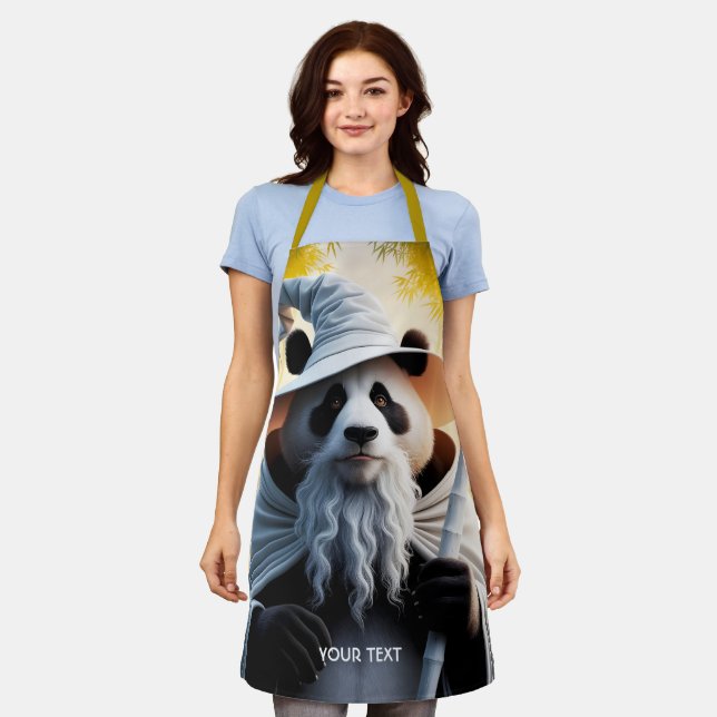Fantasy Cute Old Panda Wizard Apron (Worn)