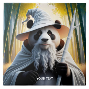 Fantasy Cute Old Panda Wizard Ceramic Tile