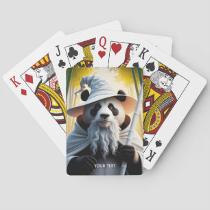 Fantasy Cute Old Panda Wizard Playing Cards