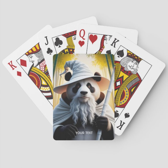 Fantasy Cute Old Panda Wizard Playing Cards (Back)