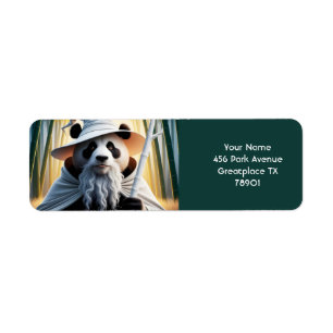 Fantasy Cute Old Panda Wizard Return Address Label