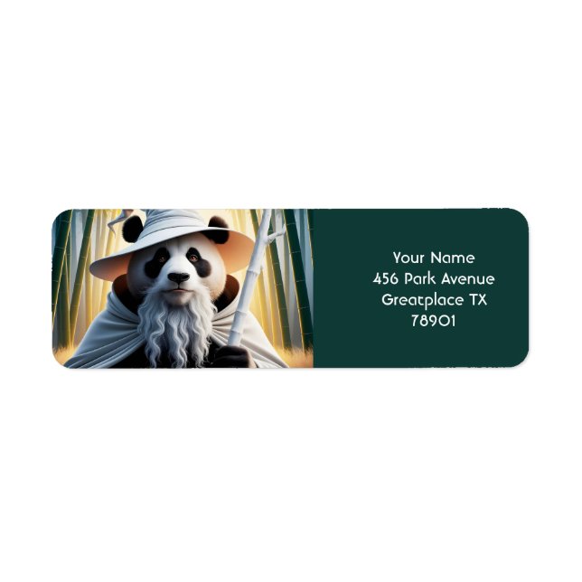 Fantasy Cute Old Panda Wizard Return Address Label (Front)