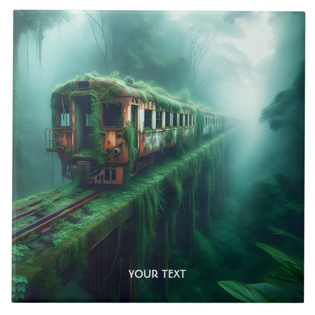 Fantasy Cute Old Past Train Ceramic Tile (Front)