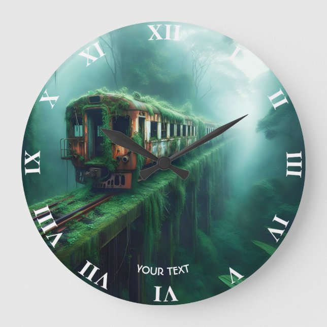 Fantasy Cute Old Past Train Large Clock (Front)
