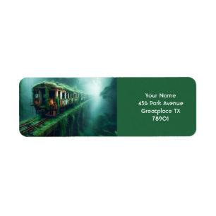 Fantasy Cute Old Past Train Return Address Label