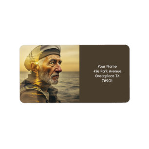 Fantasy Cute Old Sailor Sea Label