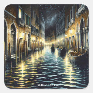 Fantasy Cute Old Venice Canal Square Sticker