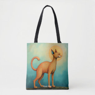Fantasy Cute Orange Abstract Cat Tote Bag