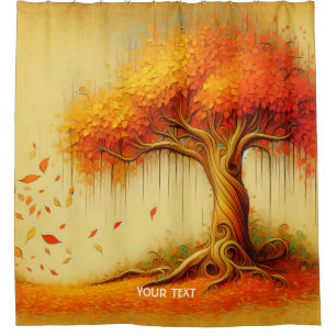 Fantasy Cute Orange Fall Tree Shower Curtain