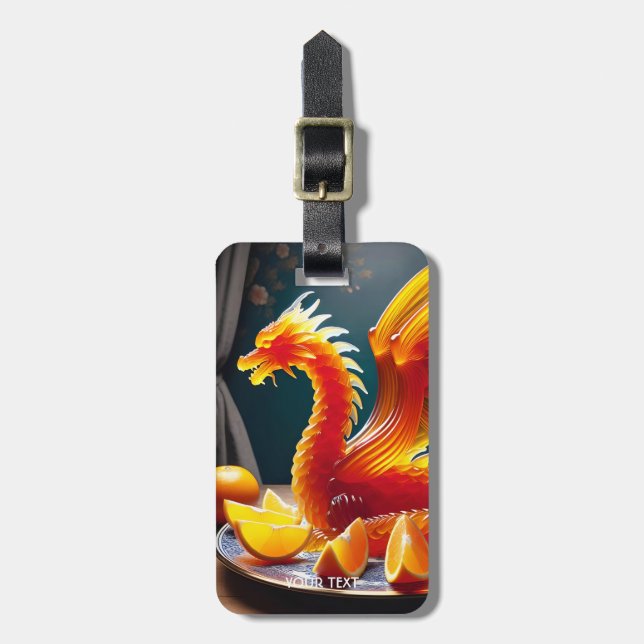 Fantasy Cute Orange Jelly Dragon Luggage Tag (Front Vertical)