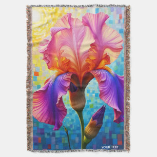 Fantasy Cute Orange Pink Flower Throw Blanket