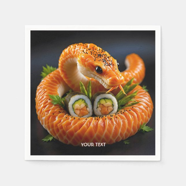Fantasy Cute Orange Snake Sushi Napkin (Front)