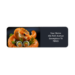 Fantasy Cute Orange Snake Sushi Return Address Label
