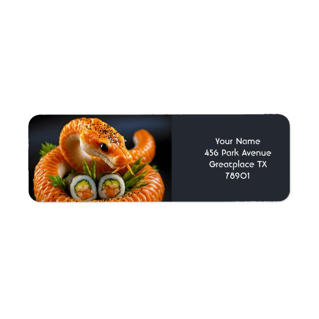 Fantasy Cute Orange Snake Sushi Return Address Label (Front)