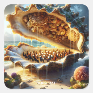Fantasy Cute Orchestra Shell Sea Square Sticker