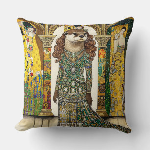 Fantasy Cute Otter Art Deco Cushion