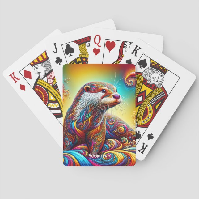 Fantasy Cute Otter Colours Dance Playing Cards (Back)