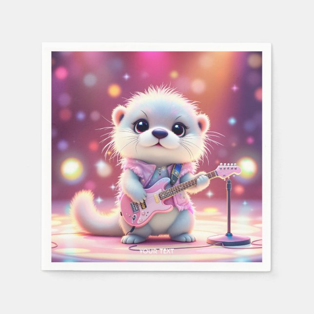 Fantasy Cute Otter Pop Star  Napkin (Front)