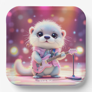 Fantasy Cute Otter Pop Star  Paper Plate