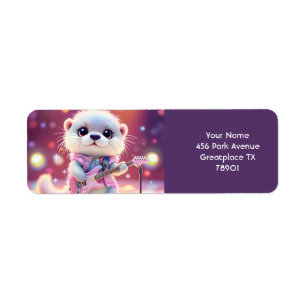 Fantasy Cute Otter Pop Star Return Address Label