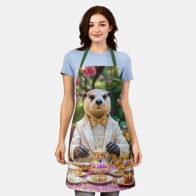 Fantasy Cute Otter Tea Party Apron (Worn)