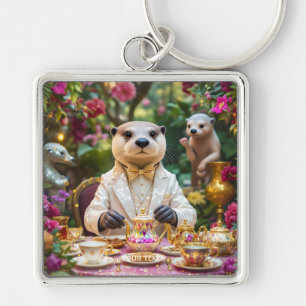 Fantasy Cute Otter Tea Party Key Ring