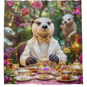 Fantasy Cute Otter Tea Party Shower Curtain