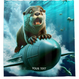 Fantasy Cute Otter Torpedo Sea Shower Curtain