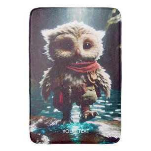 Fantasy Cute Owl Adventurer Water Bath Mat
